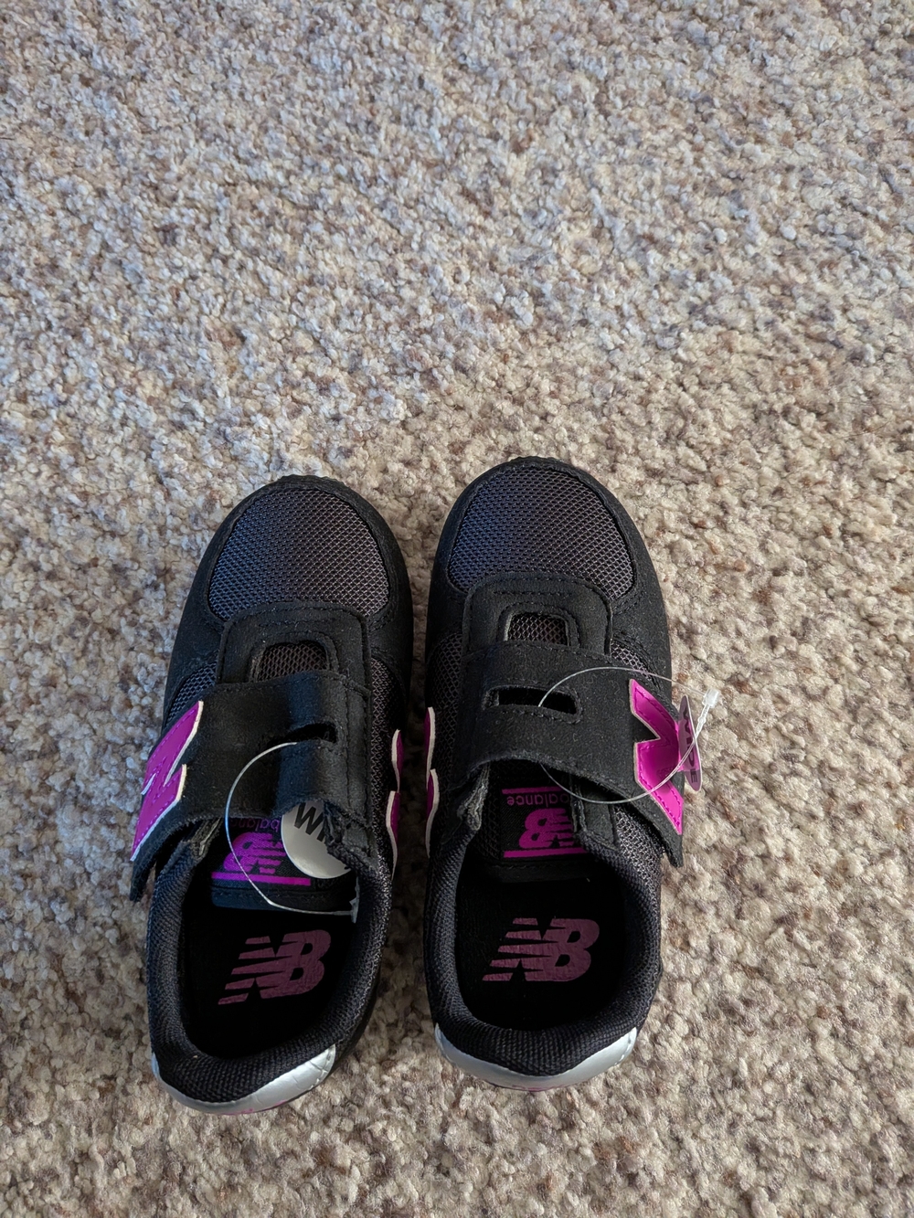 NWT Kids Black and Purple Velcro Sneakers
